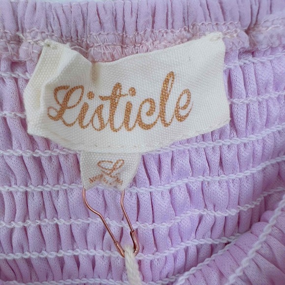 Listicle Medium Sheer Long Sleeve Square Neckline Smocked Bodice Polka Dot Pink - Picture 10 of 12